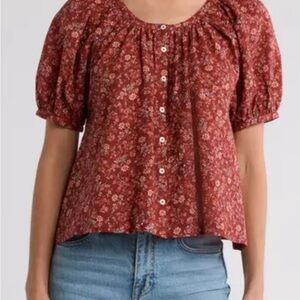 Madewell Red Floral Blouse